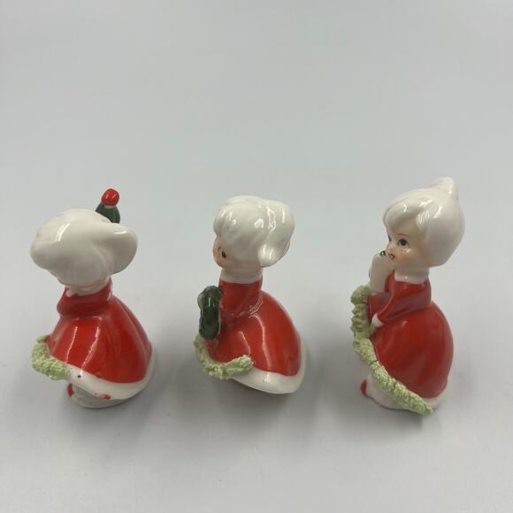 Vintage Enesco Christmas Holiday Bloomer Girls Set Wreath Tree Spaghetti Trim 3 - Picture 2 of 10